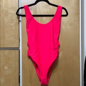 AERIE HIGHLIGHTER PINK/PEACH ONE PIECE BATHINGSUIT